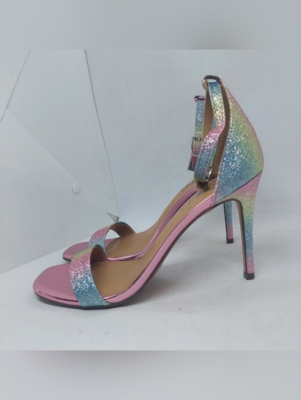 Wild Pair Bethie2 Stiletto Heels Womens Size US 8.5M Rainbow Glitter Open Toe